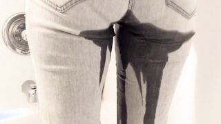 Grey jeans wetting (longer video with audio in comments)