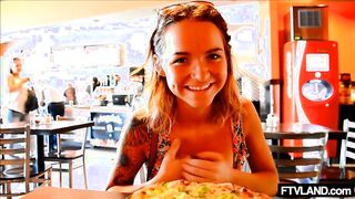 FTV Model Charlotte pulls her tits out at the pizza joint[GIF]