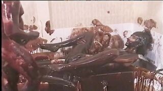 Couple having sex in a chocolate filled bathtub