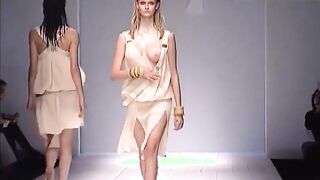 Fashion model Djosefin Maurer's big tits refuse to be contained on the runway