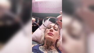 Angel Long - SLurp cum off her glasses