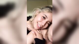 Lia Marie Johnson topless in bed with her friend