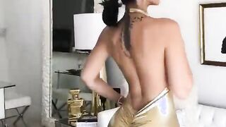 Amazing body in shiny dress