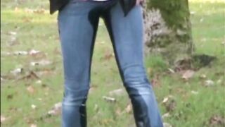 Wetting her jeans at the park
