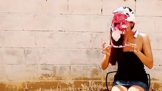 Nerd girl gets pied and slimed by a bully