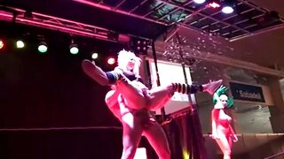 Pissing on stage while running around