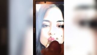 My beautiful Latina co-worker gets cum on her beautiful lips!