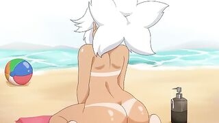 Trying a toy on the beach (WhiteGoldNot)