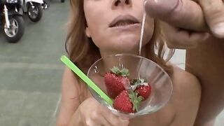 You're in luck Cucky boy. You get to subscribe to my new cooking channel. Breakfast Lunch Dinner & Snacks starring your Mom. Today's episode she's enthusiastically having Strawberries & Cream. If you'll excuse me it's time for me to add the specia