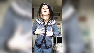 Titty reveal in home knitted jacket [reveal]