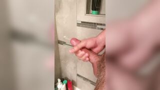 Quick Jerk In The Shower - Horny Big Cock Amateur Bathroom Cum - Me Jerking Off