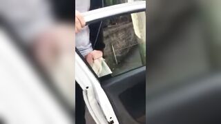 Cock in car window