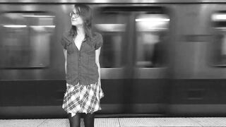 Kinky Trainsgirl Pulls Her Skirt Up