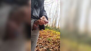 Pierced cock in the woods