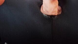 Feel so naughty taking a big cock with my yoga pants torn just open enough to take it. ????