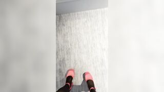 Pink platforms and opaque tights