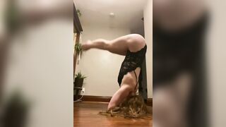 Headstands in lingerie is always more fun