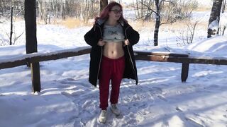 Winter and cold are not a hindrance to undress in public