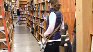 Wearing a sheer top in the bookstore