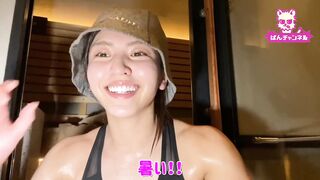 Japanese atomweight kickboxer Rina Okamoto in a sauna