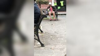 Drunk lady masturbating in public