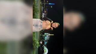 public titty drop just outside the club????