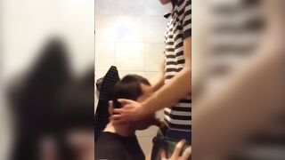 University Bathroom Face Fucking and Cum Swallowing